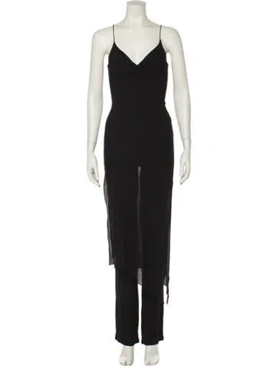 Pre-owned Balmain V-neck Jumpsuit In Black