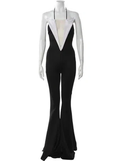 Pre-owned Balmain V-neck Jumpsuit In Black
