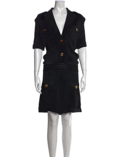 Pre-owned Balmain V-neck Jumpsuit In Black