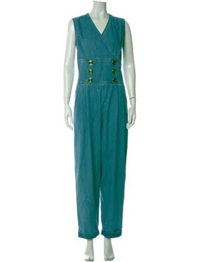 Pre-owned Balmain V-neck Jumpsuit In Multi
