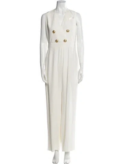 Pre-owned Balmain V-neck Jumpsuit In Neutral