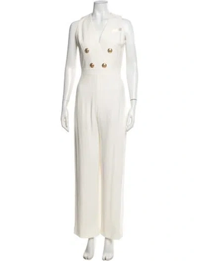 Pre-owned Balmain V-neck Jumpsuit In White