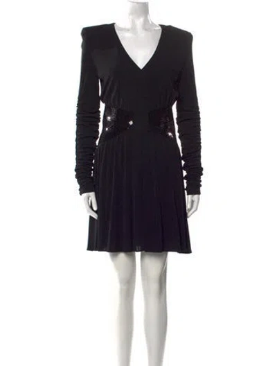 Pre-owned Balmain V-neck Knee-length Dress W/ Tags In Black