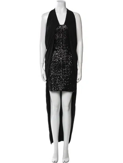 Pre-owned Balmain V-neck Long Dress In Black