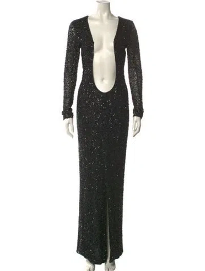 Pre-owned Balmain V-neck Long Dress In Multi