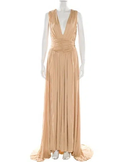 Pre-owned Balmain V-neck Long Dress In Neutral
