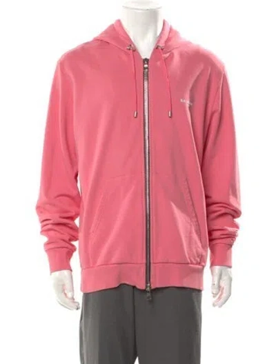 Pre-owned Balmain V-neck Long Sleeve Hoodie In Pink