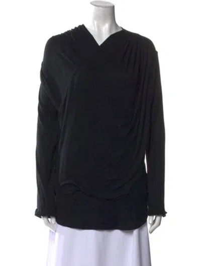 Pre-owned Balmain V-neck Long Sleeve Sweatshirt In Blue