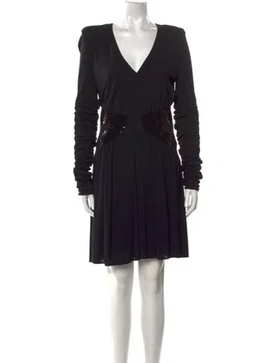 Pre-owned Balmain V-neck Midi Length Dress W/ Tags In Black