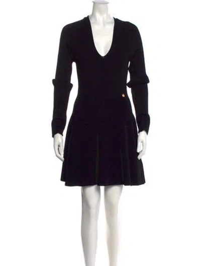 Pre-owned Balmain V-neck Mini Dress In Black
