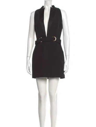 Pre-owned Balmain V-neck Mini Dress In Black