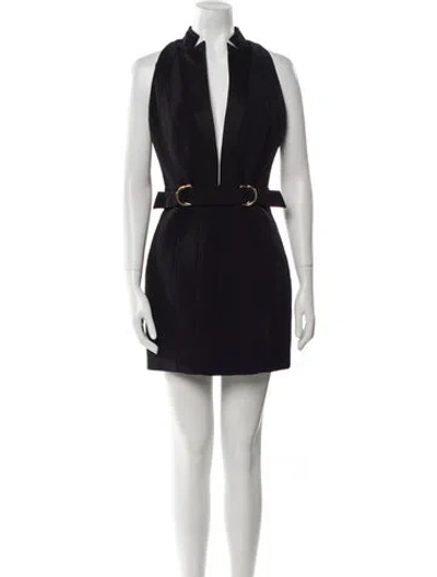 Pre-owned Balmain V-neck Mini Dress In Black