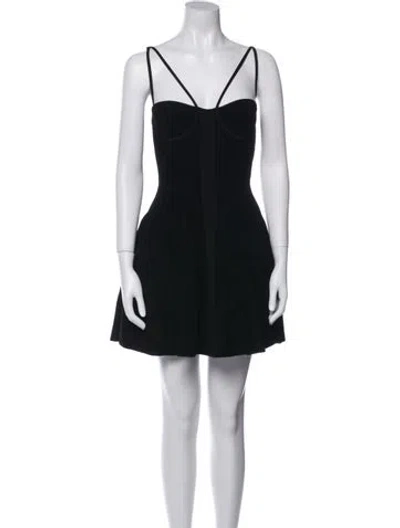 Pre-owned Balmain V-neck Mini Dress In Black