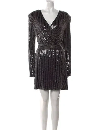 Pre-owned Balmain V-neck Mini Dress In Black
