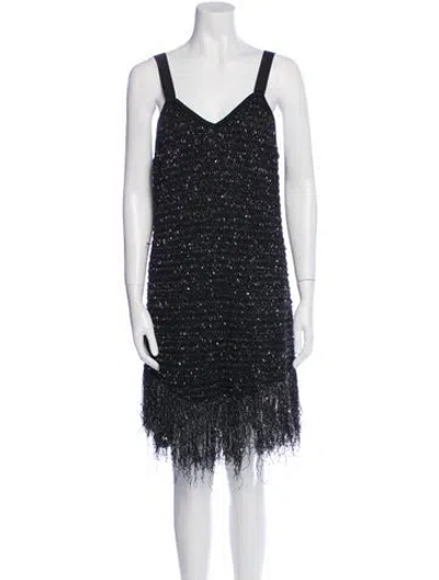 Pre-owned Balmain V-neck Mini Dress In Black