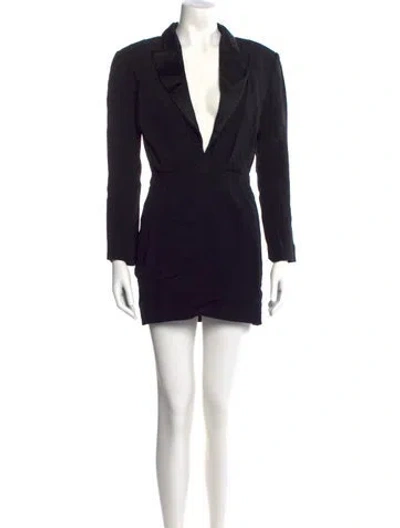 Pre-owned Balmain V-neck Mini Dress In Black