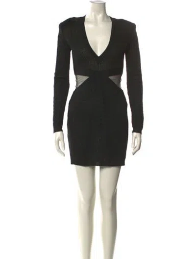 Pre-owned Balmain V-neck Mini Dress In Black