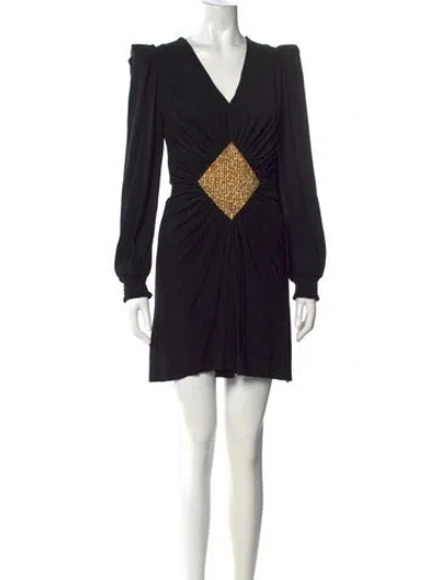 Pre-owned Balmain V-neck Mini Dress In Black