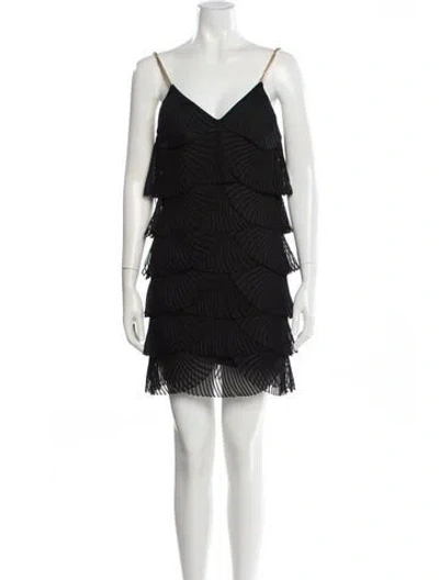 Pre-owned Balmain V-neck Mini Dress In Black