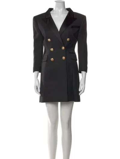 Pre-owned Balmain V-neck Mini Dress In Black