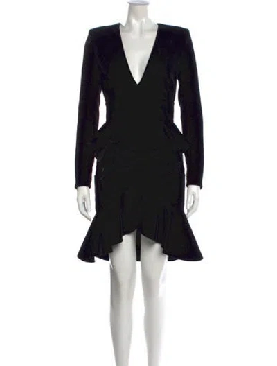 Pre-owned Balmain V-neck Mini Dress In Black