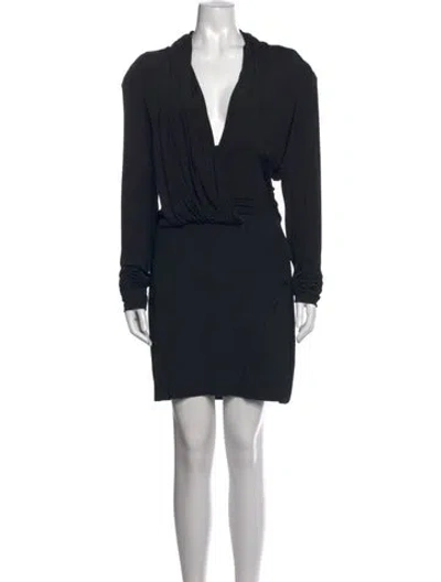 Pre-owned Balmain V-neck Mini Dress In Black