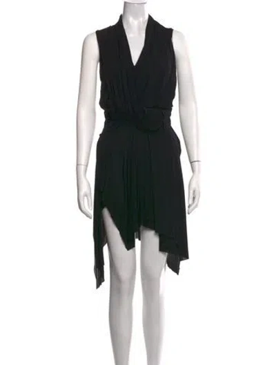 Pre-owned Balmain V-neck Mini Dress In Black