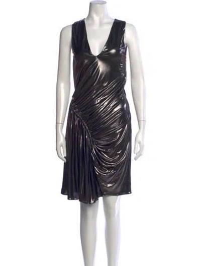 Pre-owned Balmain V-neck Mini Dress In Black