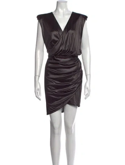 Pre-owned Balmain V-neck Mini Dress In Black/metallic