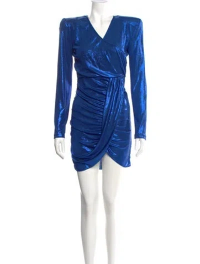 Pre-owned Balmain V-neck Mini Dress In Blue