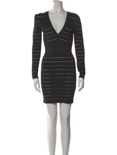 Pre-owned Balmain V-neck Mini Dress In Gray