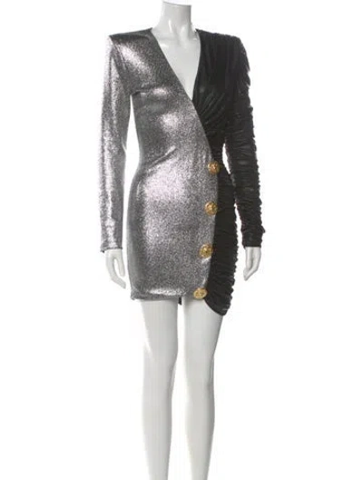 Pre-owned Balmain V-neck Mini Dress In Multi