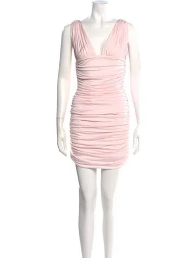 Pre-owned Balmain V-neck Mini Dress In Pink