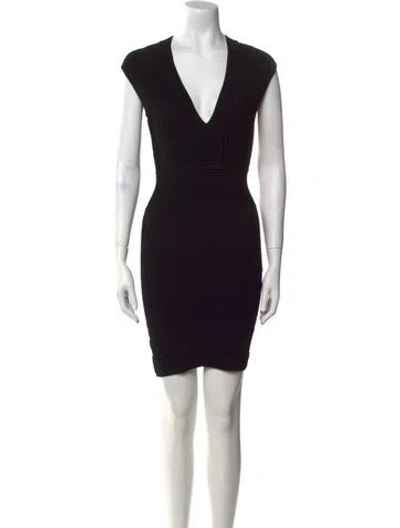 Pre-owned Balmain V-neck Mini Dress W/ Tags In Black