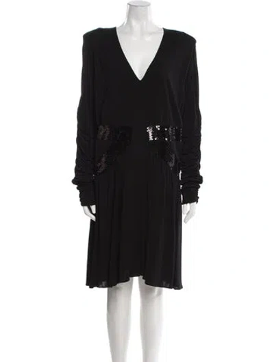 Pre-owned Balmain V-neck Mini Dress W/ Tags In Black