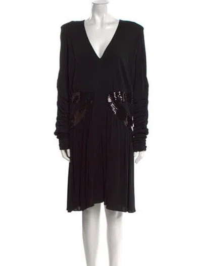 Pre-owned Balmain V-neck Mini Dress W/ Tags In Black