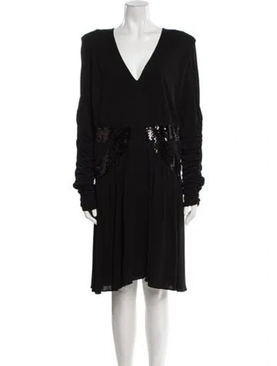Pre-owned Balmain V-neck Mini Dress W/ Tags In Black