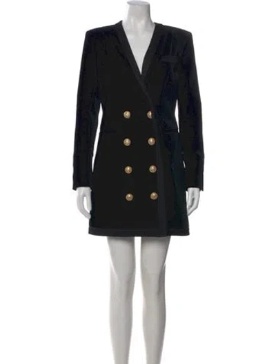 Pre-owned Balmain V-neck Mini Dress W/ Tags In Black