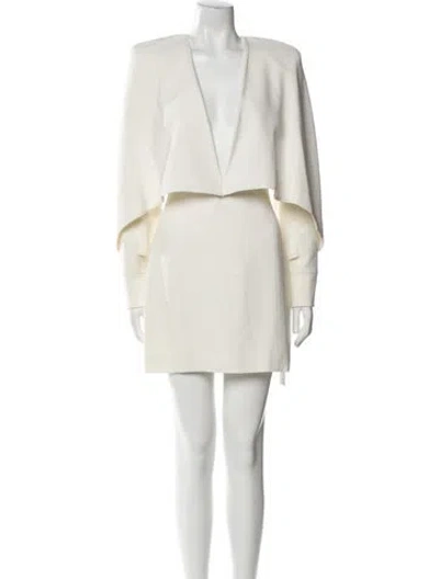 Pre-owned Balmain V-neck Mini Dress In White