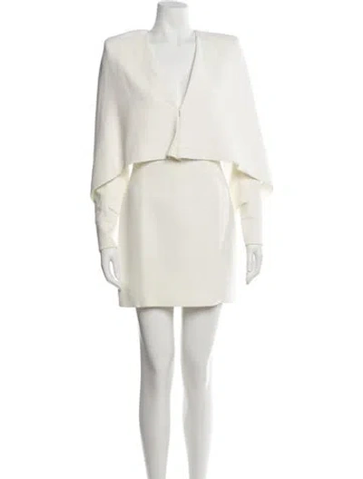 Pre-owned Balmain V-neck Mini Dress In White