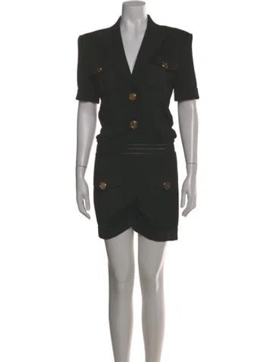 Pre-owned Balmain V-neck Romper In Gray