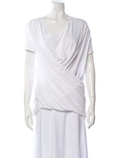 Pre-owned Balmain V-neck Short Sleeve Top In White