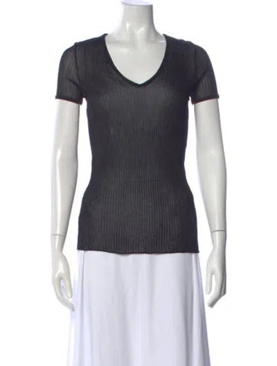 Pre-owned Balmain V-neck Short Sleeve T-shirt In Black