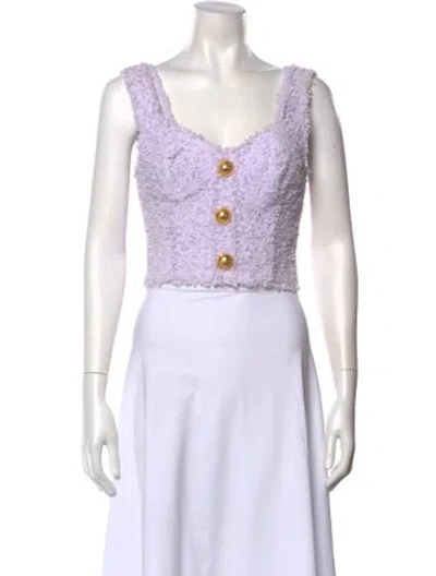 Pre-owned Balmain V-neck Sleeveless Crop Top In Black