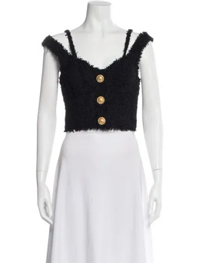 Pre-owned Balmain V-neck Sleeveless Crop Top In Multi