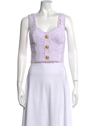Pre-owned Balmain V-neck Sleeveless Crop Top In White