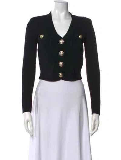 Pre-owned Balmain V-neck Sweater In Black