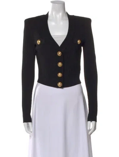 Pre-owned Balmain V-neck Sweater In Black