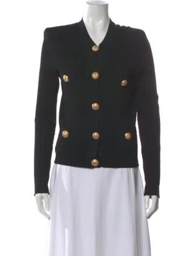 Pre-owned Balmain V-neck Sweater In Black