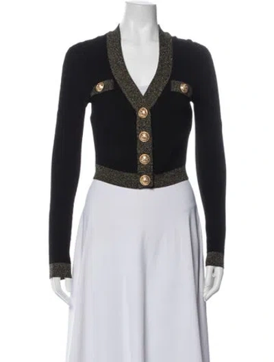 Pre-owned Balmain V-neck Sweater In Black
